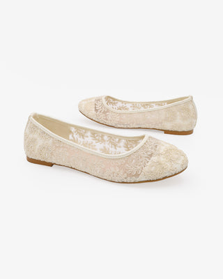 Ivory Crochet Lace Ballet Flats