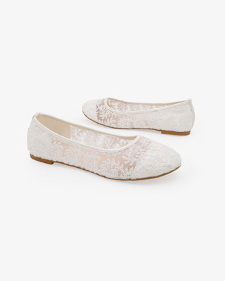 White Crochet Lace Ballet Flats