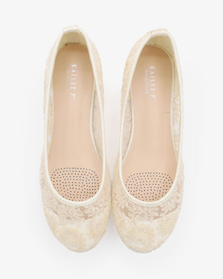 Ivory Crochet Lace Ballet Flats