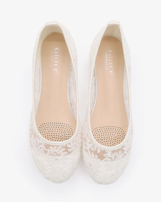 White Crochet Lace Ballet Flats
