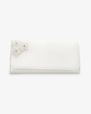 Satin Wedding Clutch with Rhinestones Chassia Flowers