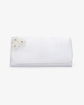 Satin Wedding Clutch with Rhinestones Chassia Flowers