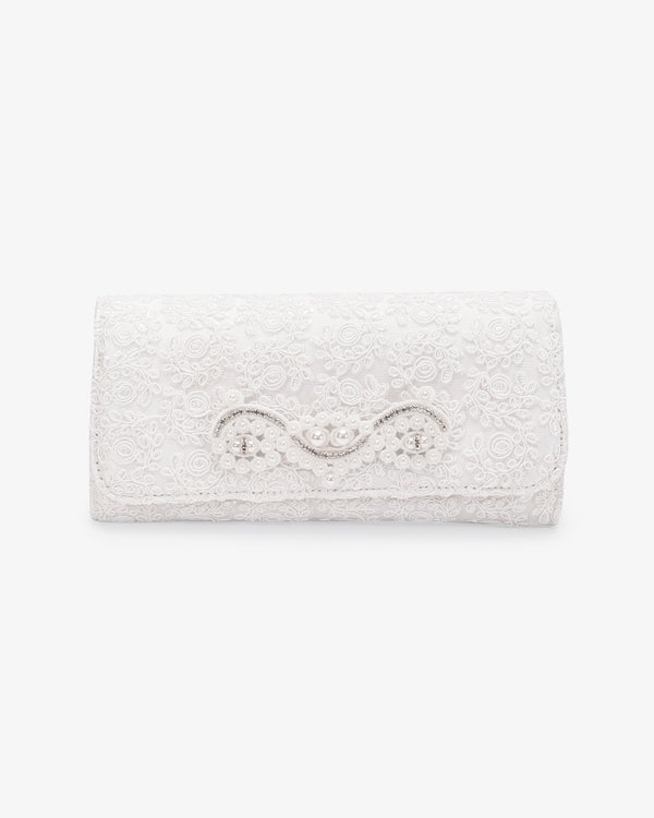 Crochet Wedding Clutch with Pearls Applique