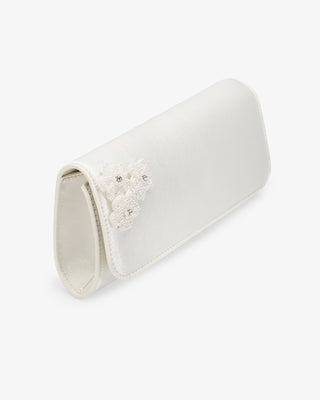 Satin Wedding Clutch with Rhinestones Chassia Flowers