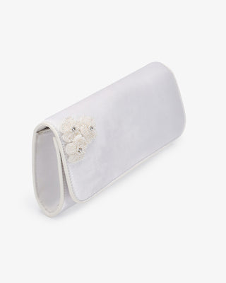 Satin Wedding Clutch with Rhinestones Chassia Flowers