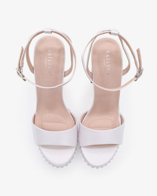 Satin Platform Block Heel Wedding Sandals with PearlsWomen Shoes