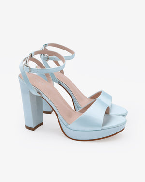 Satin Platform Block Heel Wedding Sandals