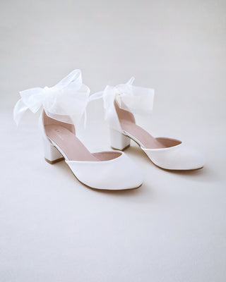 Girls Satin Block Heel with Wrapped Ankle TieKids Shoes