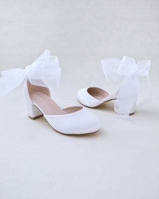 Girls Satin Block Heel with Wrapped Ankle TieKids Shoes