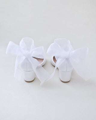 Girls Satin Block Heel with Wrapped Ankle TieKids Shoes
