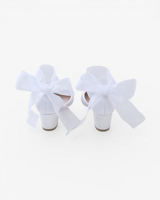Girls Satin Block Heel with Wrapped Ankle Tie