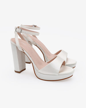 Satin Platform Block Heel Wedding Sandals