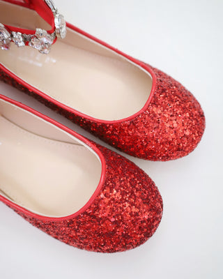 Rock Glitter Ballet Flats with Navette Cluster Rhinestones Strap