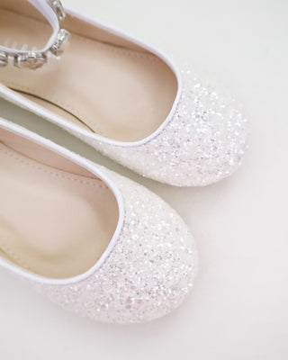 Rock Glitter Ballet Flats with Navette Cluster Rhinestones Strap