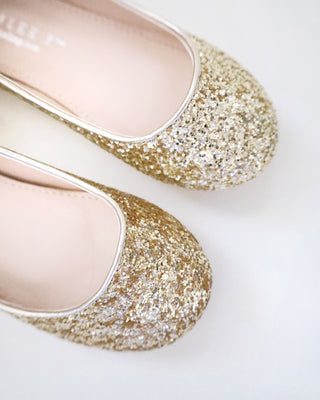 Rock Glitter Ballet Flats with Navette Cluster Rhinestones Strap
