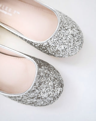 Rock Glitter Ballet Flats with Navette Cluster Rhinestones Strap