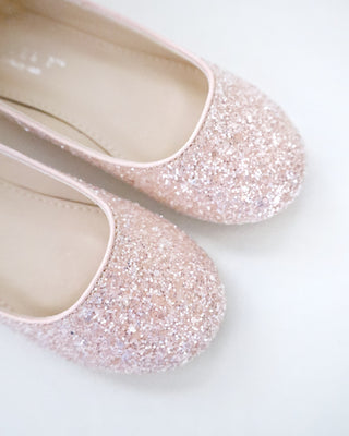 Rock Glitter Ballet Flats with Navette Cluster Rhinestones Strap