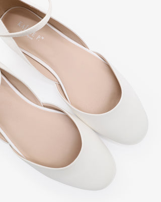 Satin Round Toe Wedding Flat with Ankle StrapWomen Shoes