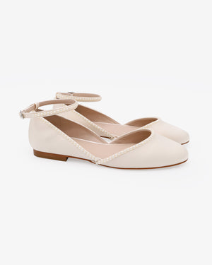 Bridal Round Toe Flat with Mini Pearls