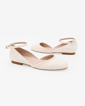 Bridal Round Toe Flat with Mini Pearls