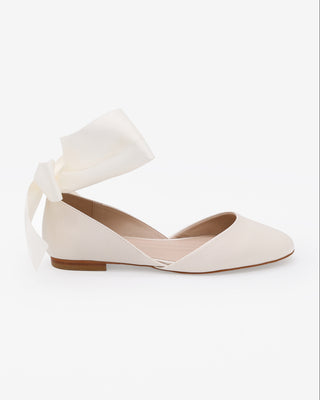 Satin Round Toe Bridal Flat with Wrapped Ribbon TieWomen Shoes