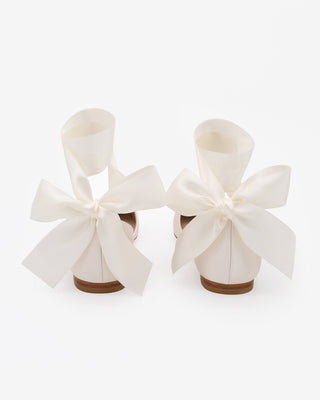 Satin Round Toe Bridal Flat with Wrapped Ribbon TieWomen Shoes