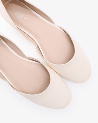 Ivory Satin Round Toe Wedding Flat with Satin Ballerina Lace Up