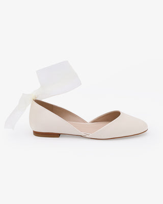Satin Round Toe Bridal Flat with Wrapped Ribbon TieWomen Shoes