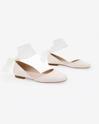 Satin Round Toe Bridal Flat with Wrapped Ribbon TieWomen Shoes