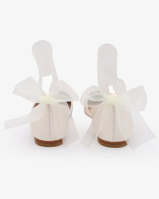 Satin Round Toe Bridal Flat with Wrapped Ribbon TieWomen Shoes