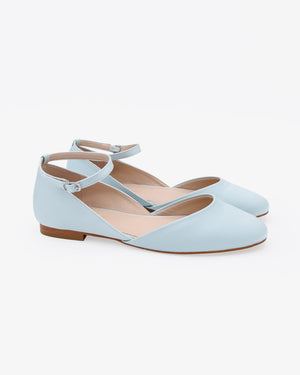Satin Round Toe Wedding Flat with Ankle Strap