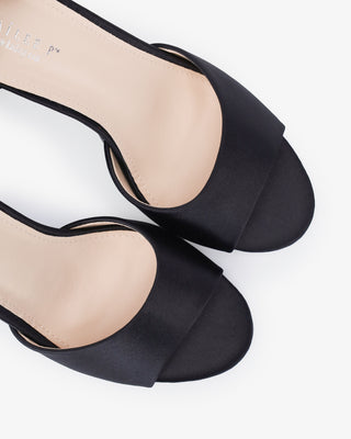 Satin Block Heel Evening Sandals with Wrapped Ribbon TieWomen Shoes