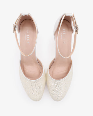 White Rock Glitter Block Heel with Ankle Strap