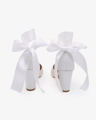 White Rock Glitter Block Heel with Wrapped Satin Tie