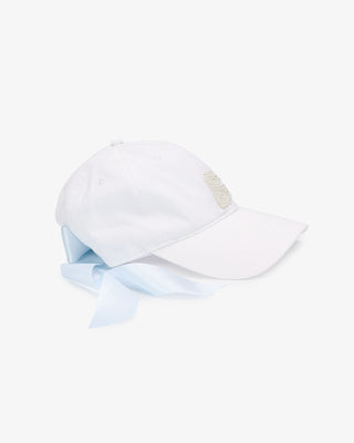 Personalized Bridal Cap with Satin Ribbon Tie and All Pearl Letters EmbellishmentsHat