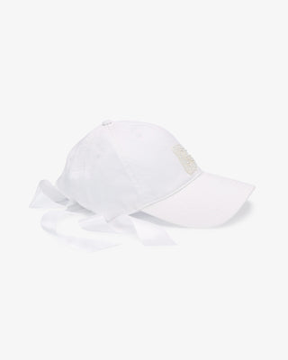Personalized Bridal Cap with Satin Ribbon Tie and All Pearl Letters EmbellishmentsHat
