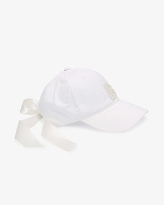 Personalized Bridal Cap with Satin Ribbon Tie and All Pearl Letters EmbellishmentsHat