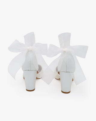 White Rock Glitter Block Heel with Wrapped Sheer Tie