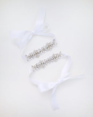 Floral Rhinestones Ankle Straps