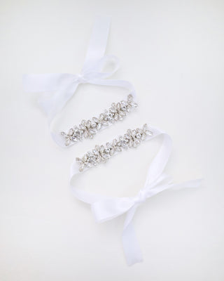 Floral Rhinestones Ankle Straps