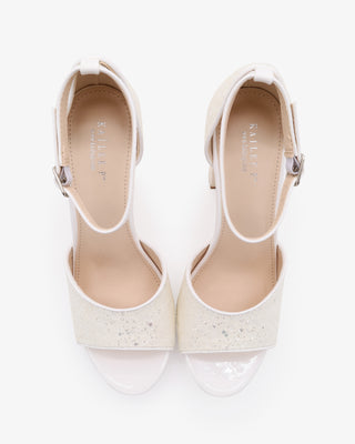 White Sparkly Tall Block Heel Wedding Sandals