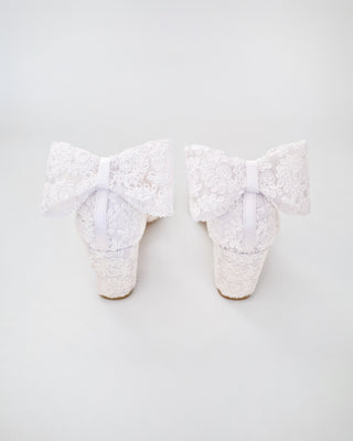 bridal white wedding shoes with block heels 