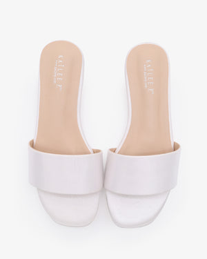 White Satin Slip on Sandals White Satin Slip on Sandals