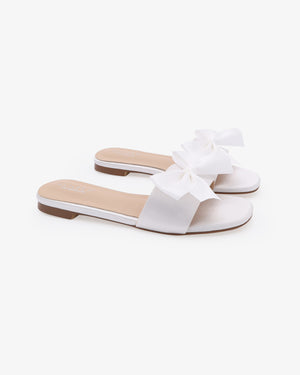 Satin Slip on Sandals with Satin Bow