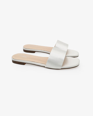 Ivory Satin Slip on Wedding Sandals