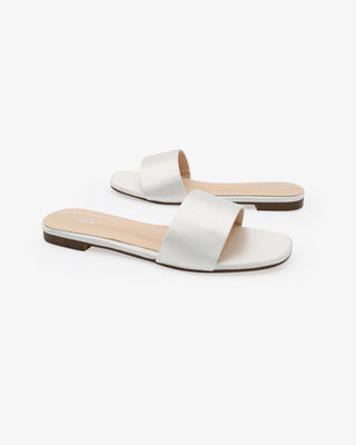 Ivory Satin Slip on Wedding Sandals
