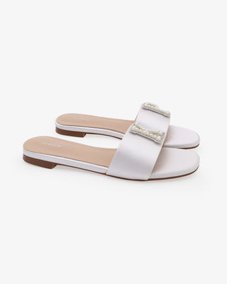 Personalized Satin Slip On Flat Wedding SandalsWomen Shoes