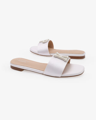 Personalized Satin Slip On Flat Wedding SandalsWomen Shoes