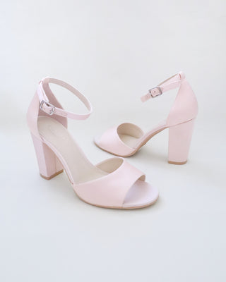 Satin Block Heel Evening Sandals