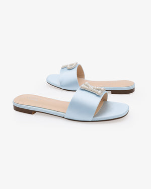 Personalized Satin Slip On Flat Wedding Sandals